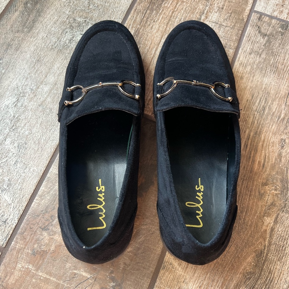 Lulus Wooday Black Suede Chain Loafers - Picture 3 of 6
